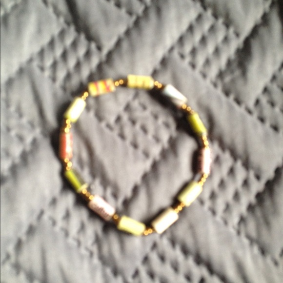 NWOT African Green & Purple Paperbead Bracelets - Picture 2 of 6